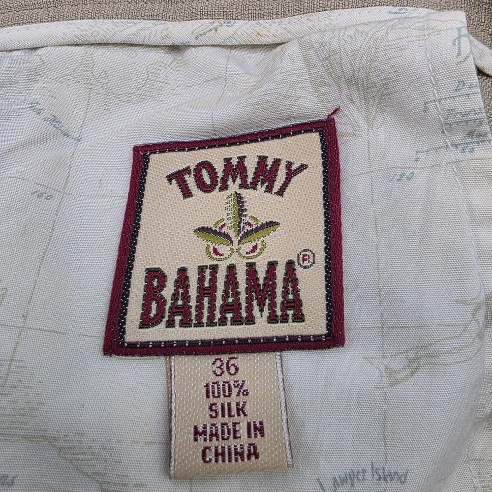 Tommy‎ Bahama Dress Pants Mens 36 Tan Good 100% Silk Pleated Textured Tropical